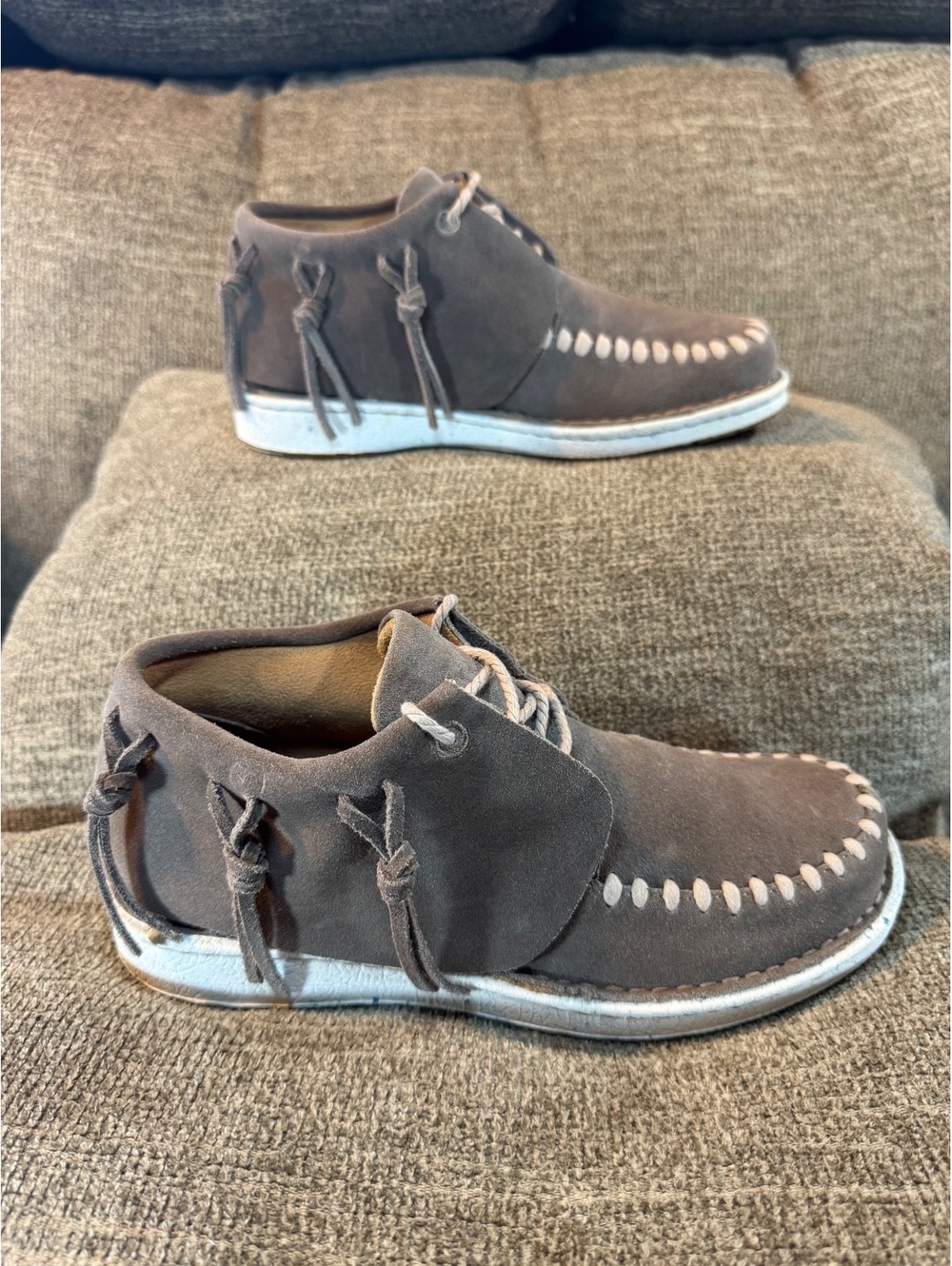 Justin Boots Teepee Fringe Suede Moc Toe Booties Shoes Women's Size 7M JL201